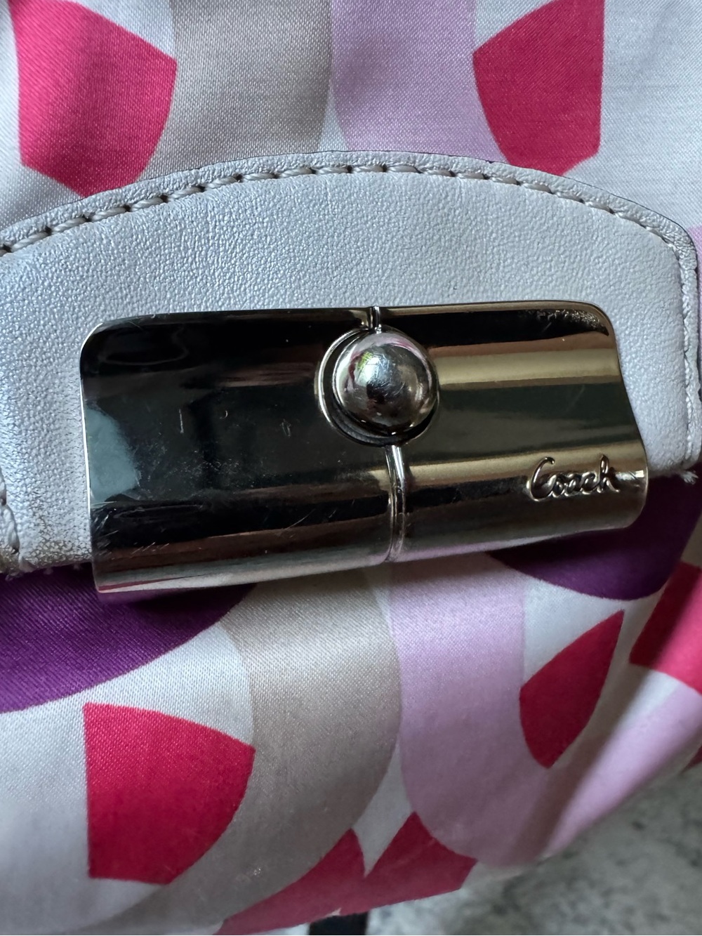 COACH Kristin Pink & Purple Signature Hobo Bag with Distressed Leather Strap - Picture 6 of 15